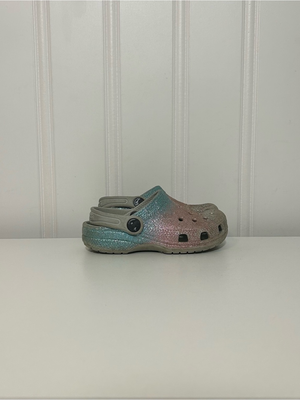 Crocs ombré glitter pink silver blue sandals